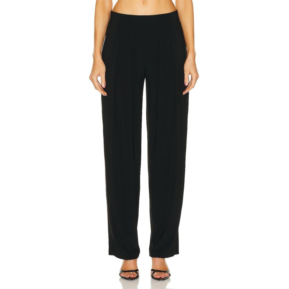 Norma Kamali 'Low Rise' Black Pleated Pant Trouser Size XS